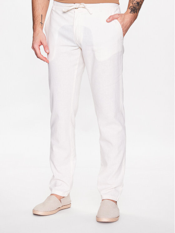 Lindbergh Spodnie materiałowe 30-008003 Biały Tapered Fit