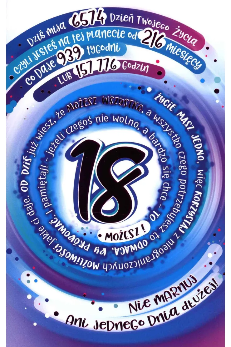 Kartka okolicznościowa Urodziny 18 ST06