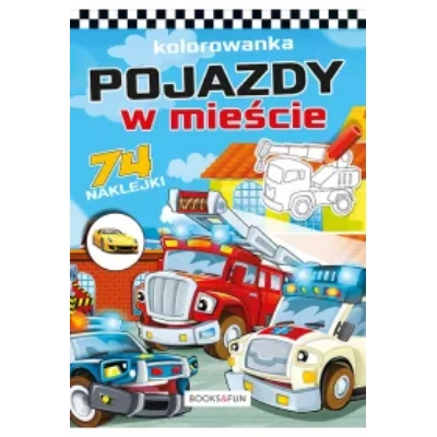 Pojazdy w mieście plus naklejki. Kolorowanka