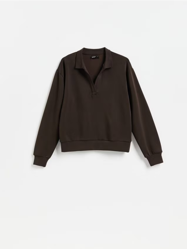 Reserved - Bluza z dodatkiem modalu - ciemnobrązowy
