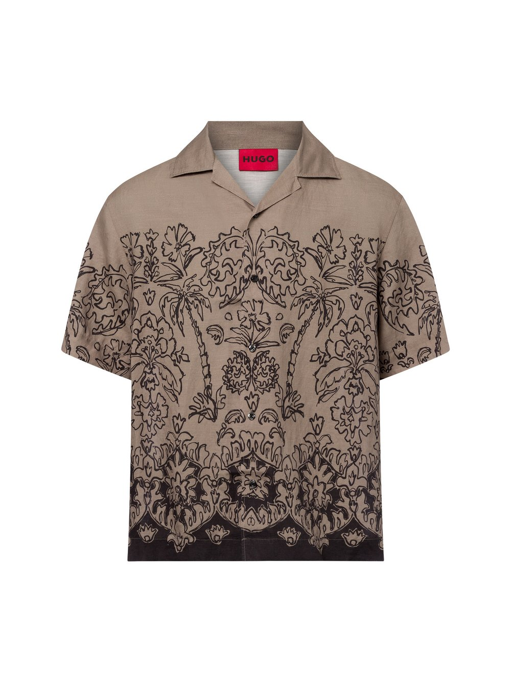 HUGO Męska koszula casual z zawartością lnu - Espino Mężczyźni Comfort Fit len zielony|czarny, M