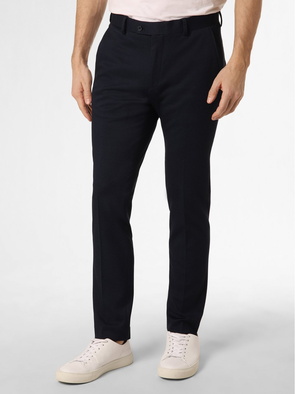 Finshley & Harding London Męskie spodnie od garnituru modułowego Mężczyźni Slim Fit niebieski, 46