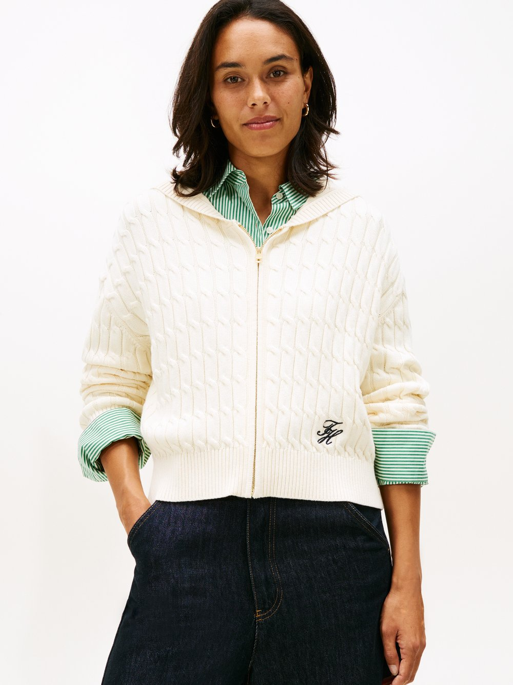 Tommy Hilfiger Kardigan damski Kobiety Bawełna beżowy, XS