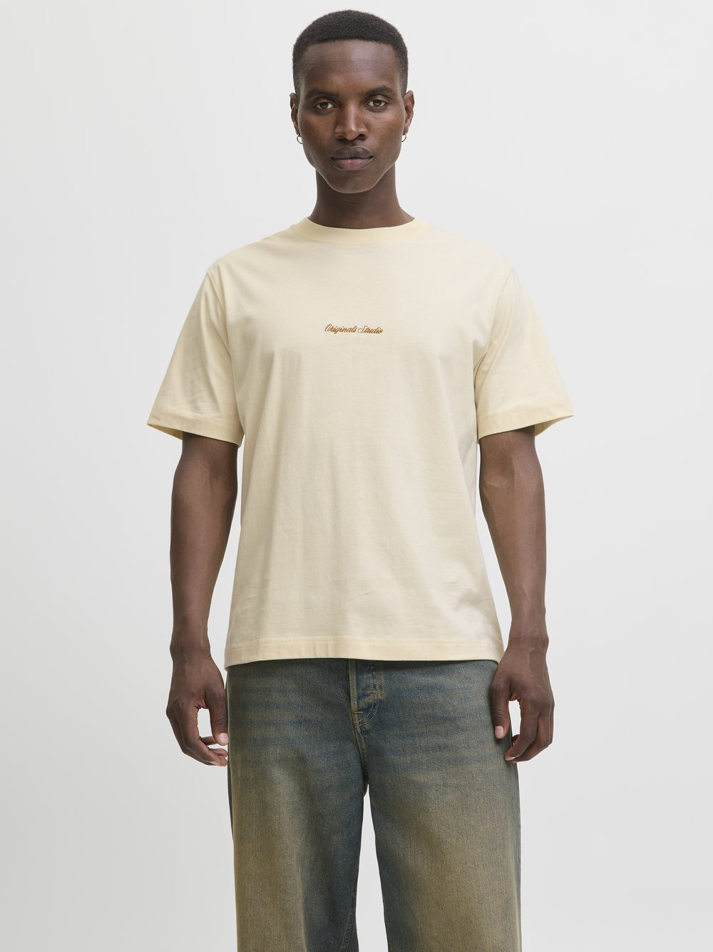 Jack & Jones Koszulka męska - JORNorrebro Mężczyźni Bawełna beżowy, S