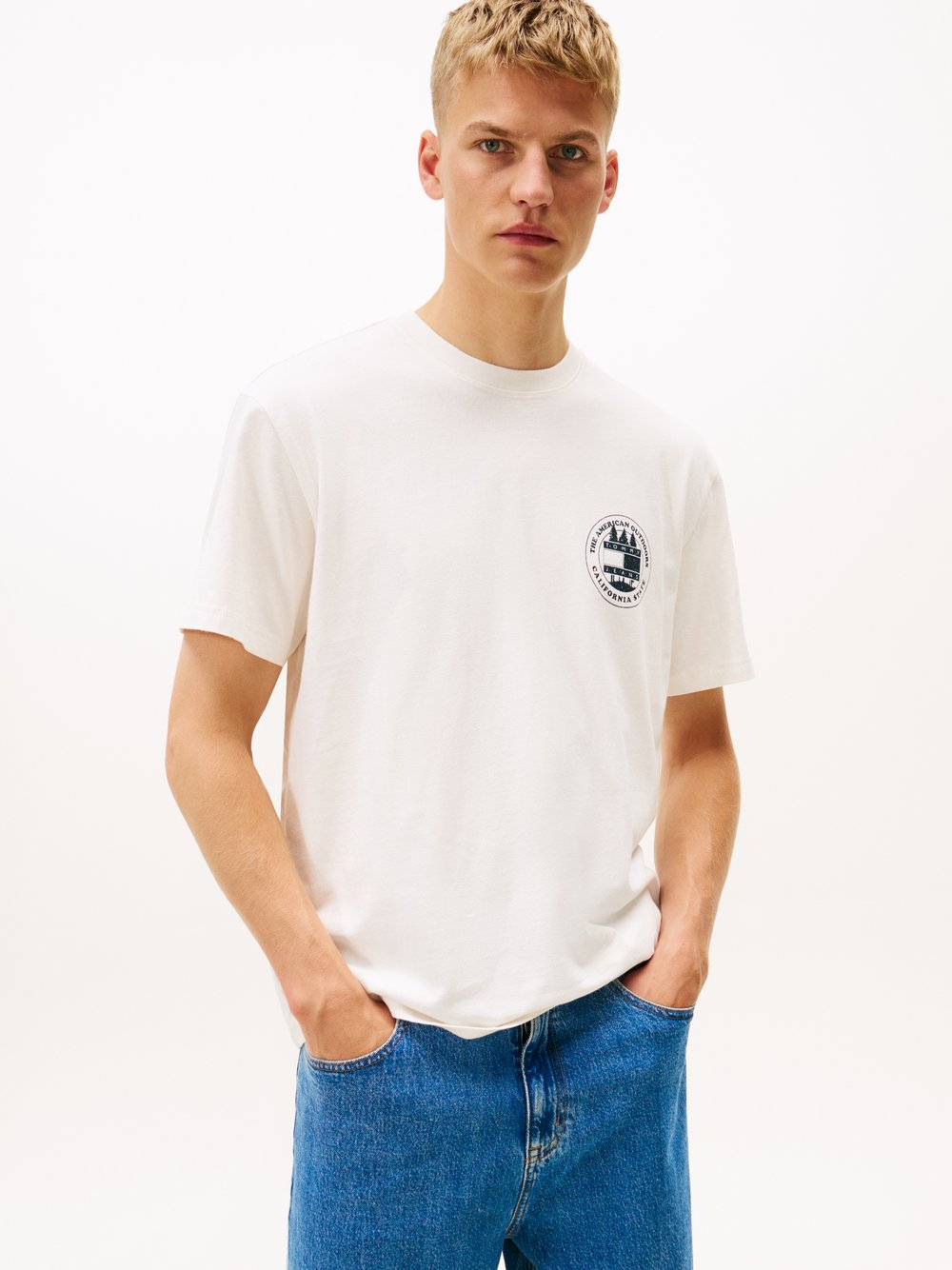 Tommy Jeans Koszulka męska Mężczyźni Bawełna biały, M