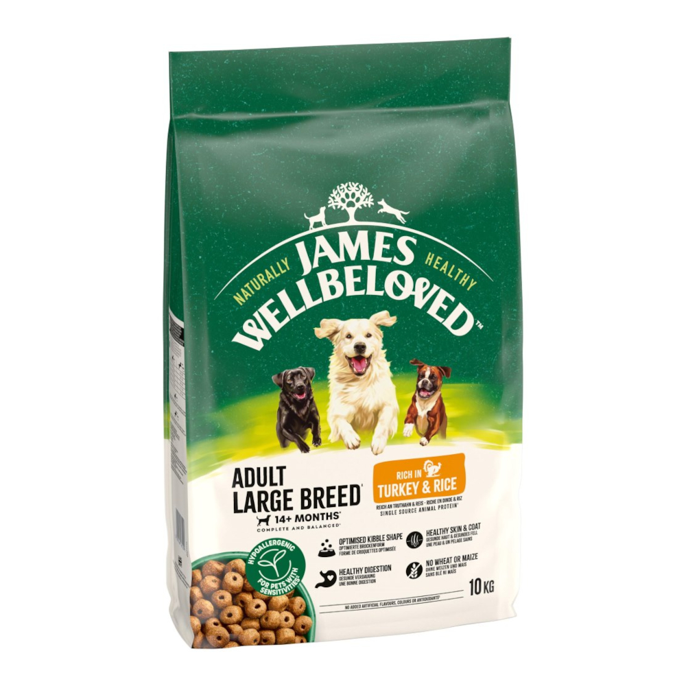James Wellbeloved Adult Large Breed Dog Hypoallergenic, indyk i ryż - 2 x 10 kg