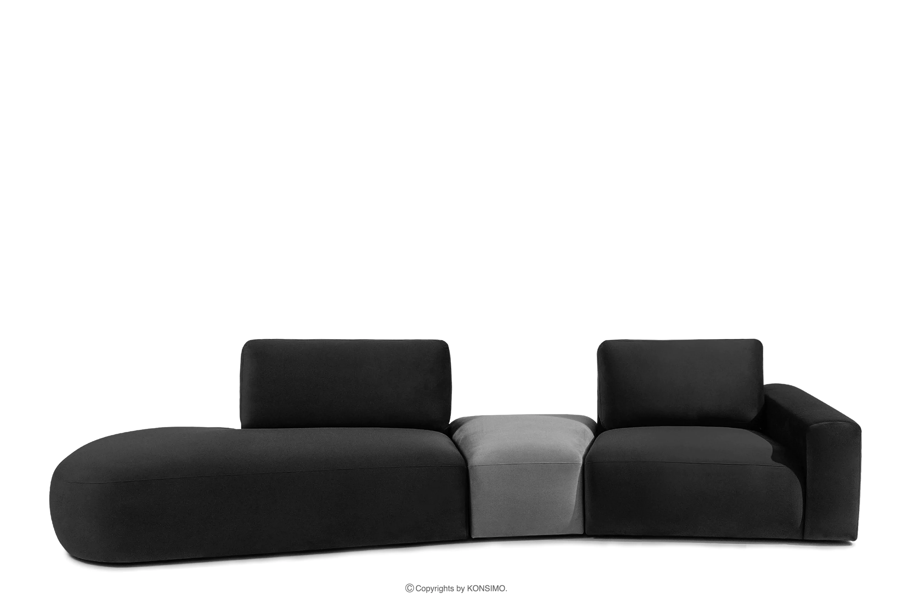 Sofa w tkaninie welur modułowa ciemny szary/jasny szary ZUCCO