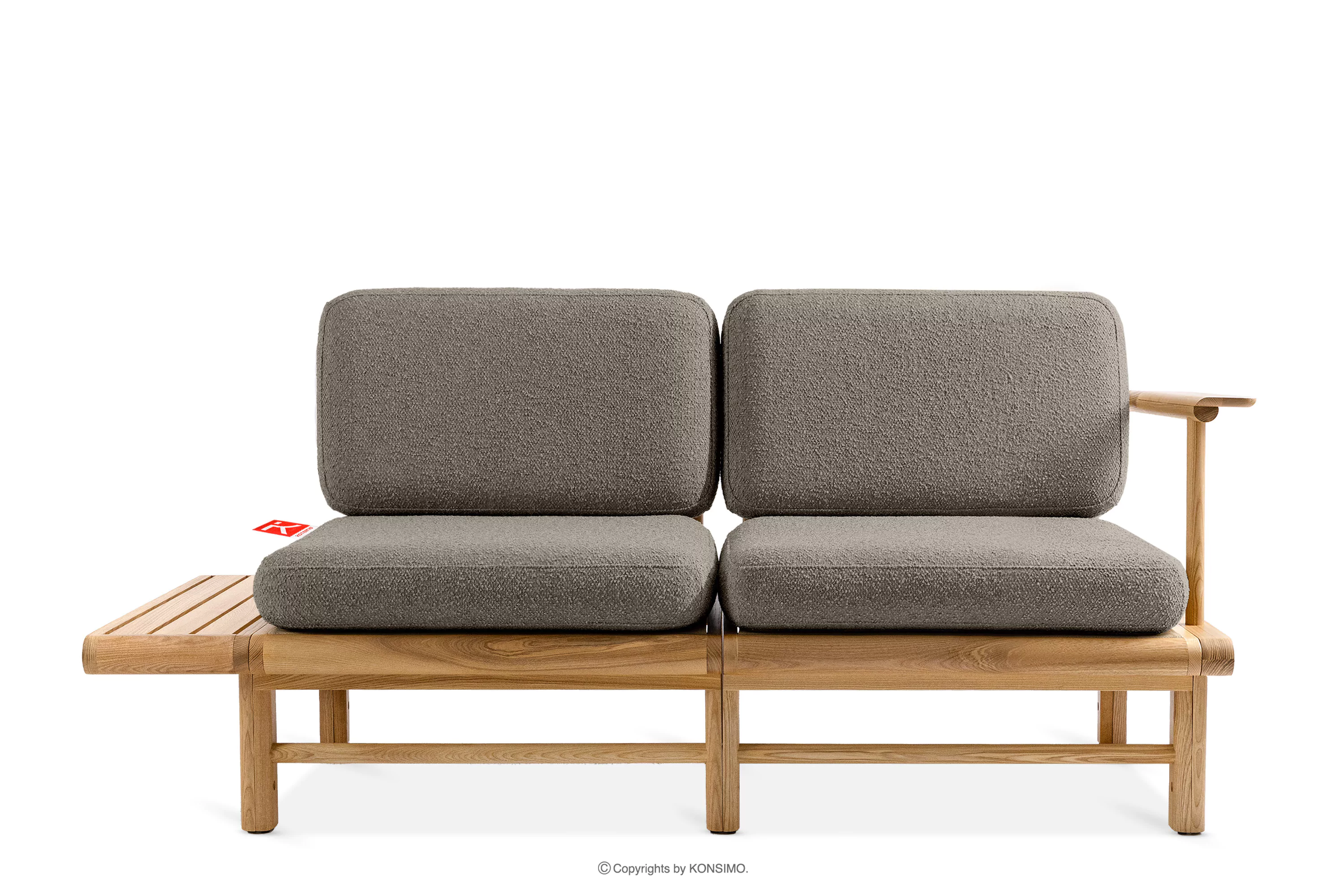 Sofa ogrodowa dwuosobowa z drewna jesionowego szary ATREDA