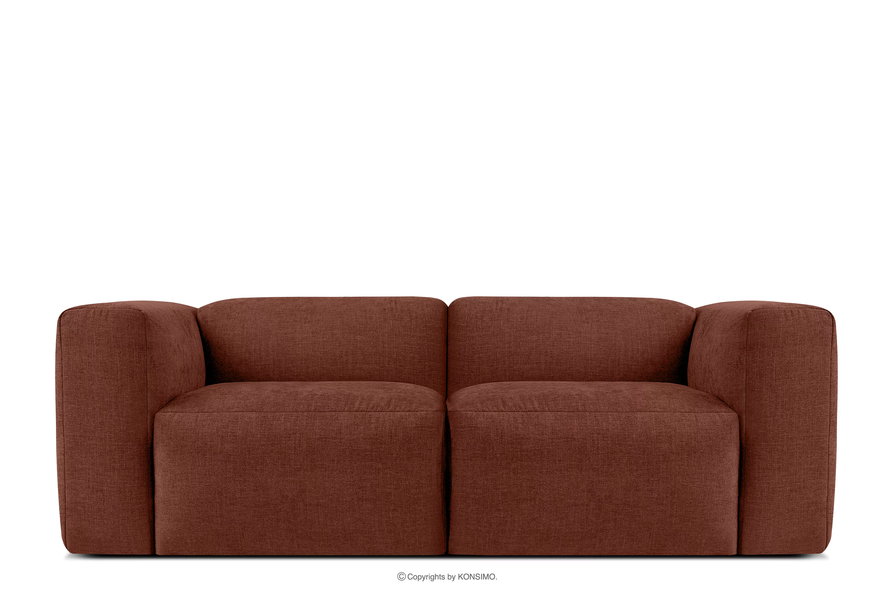 Sofa boho modułowa dwuosobowa w tkaninie plecionej pomarańczowa BUFFO