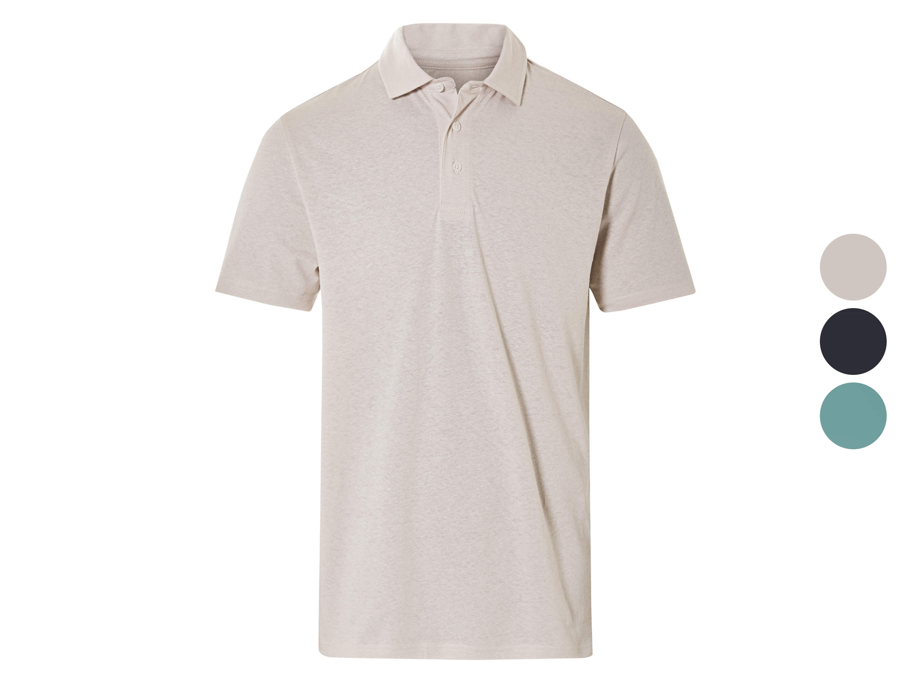 LIVERGY® Koszulka polo męska z lnem i bawełną miniaturka