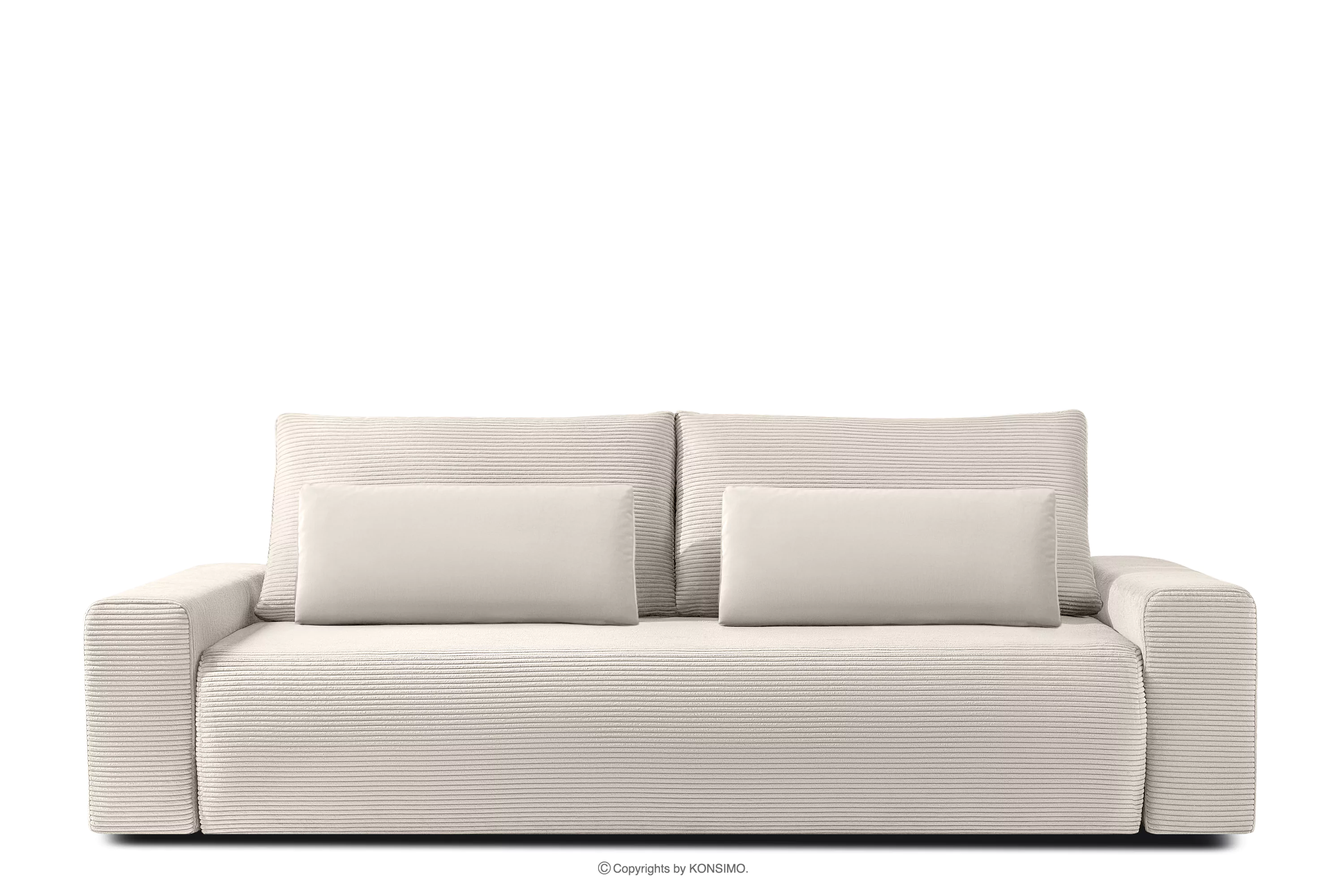 Rozkładana sofa z poduszkami tkanina sztruks / welur kremowy MOLLIS