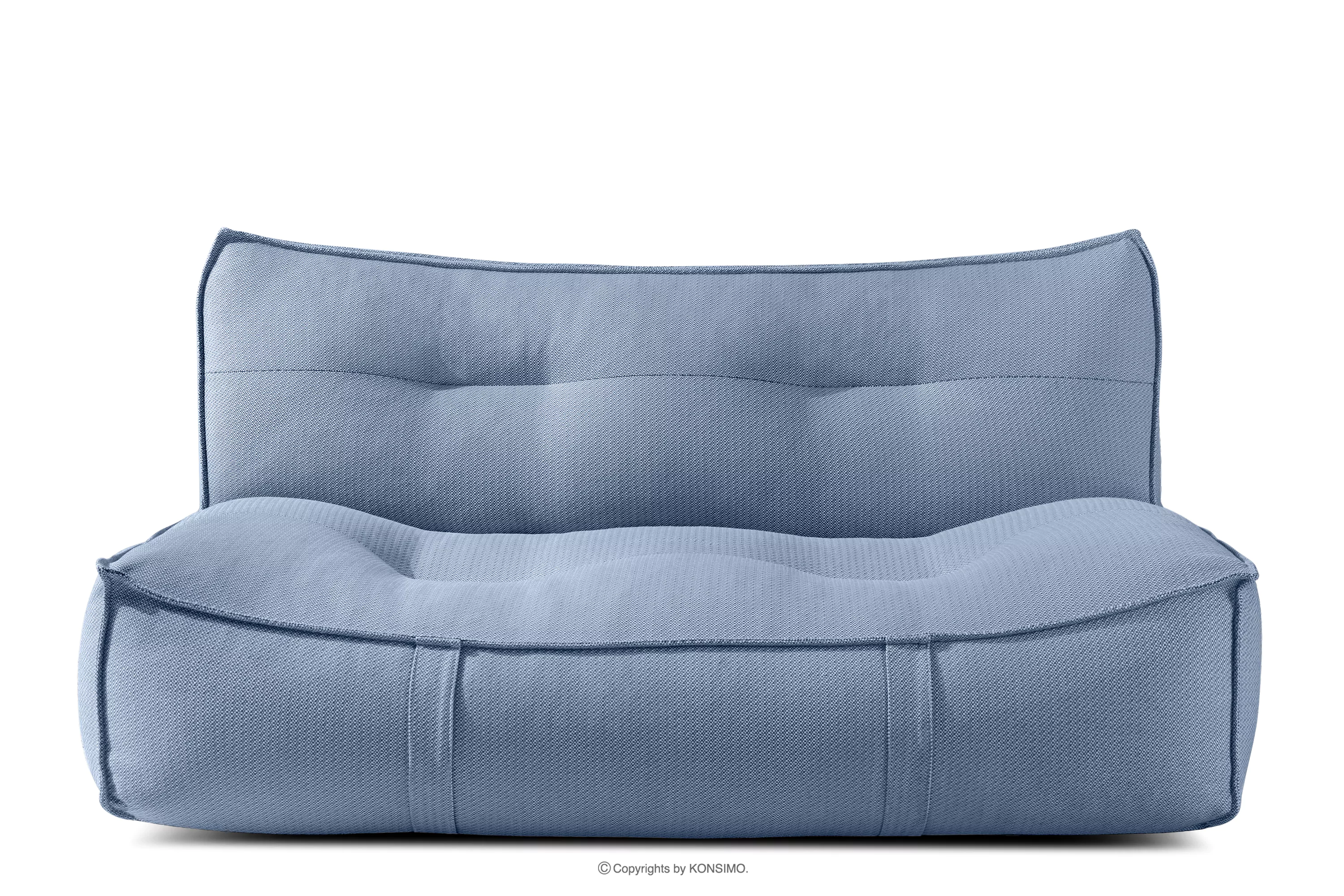 Wygodna sofa ogrodowa w tkaninie plecionej outdoorowej granatowy/biały LOVIA