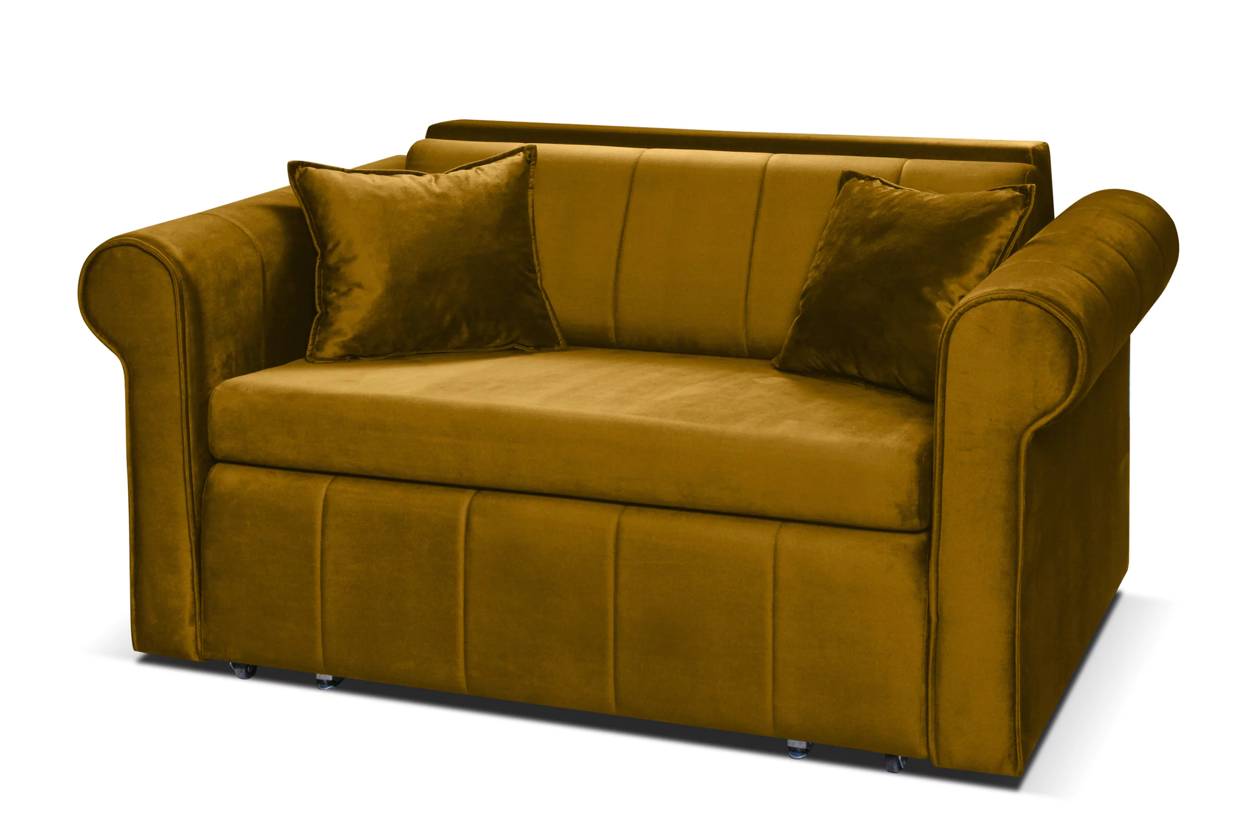 Sofa velvet glamour z dodatkowymi poduszkami musztardowa LAVIO