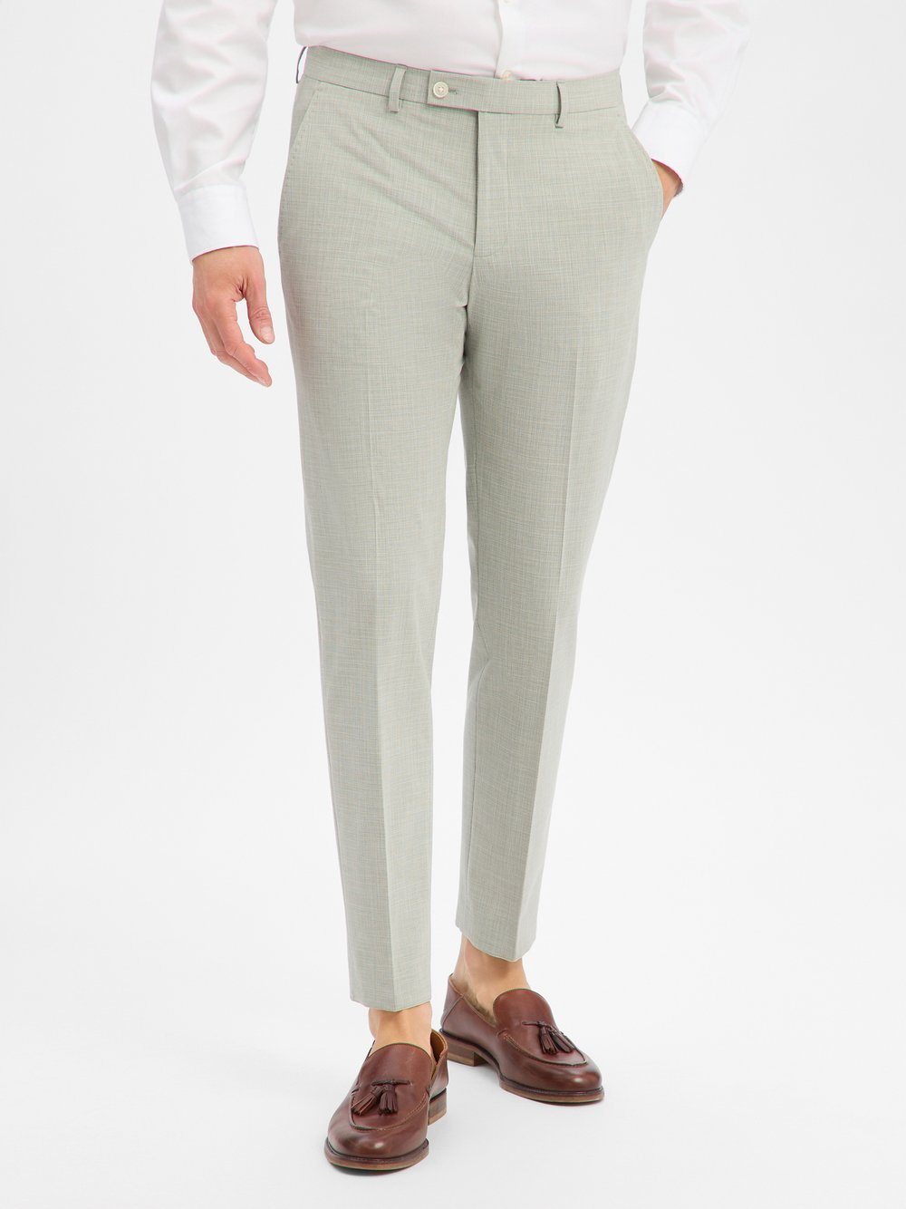 Finshley & Harding London Męskie spodnie garniturowe - Hoxdon Mężczyźni Slim Fit Sztuczne włókno szary, 52