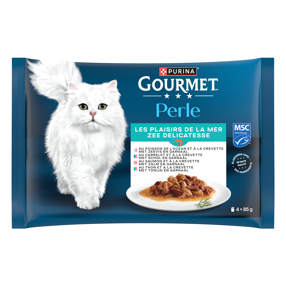 Pakiet próbny Gourmet Perle, 4 x 85 g - Pakiet mieszany III (4 smaki, Delikatesy z morza)