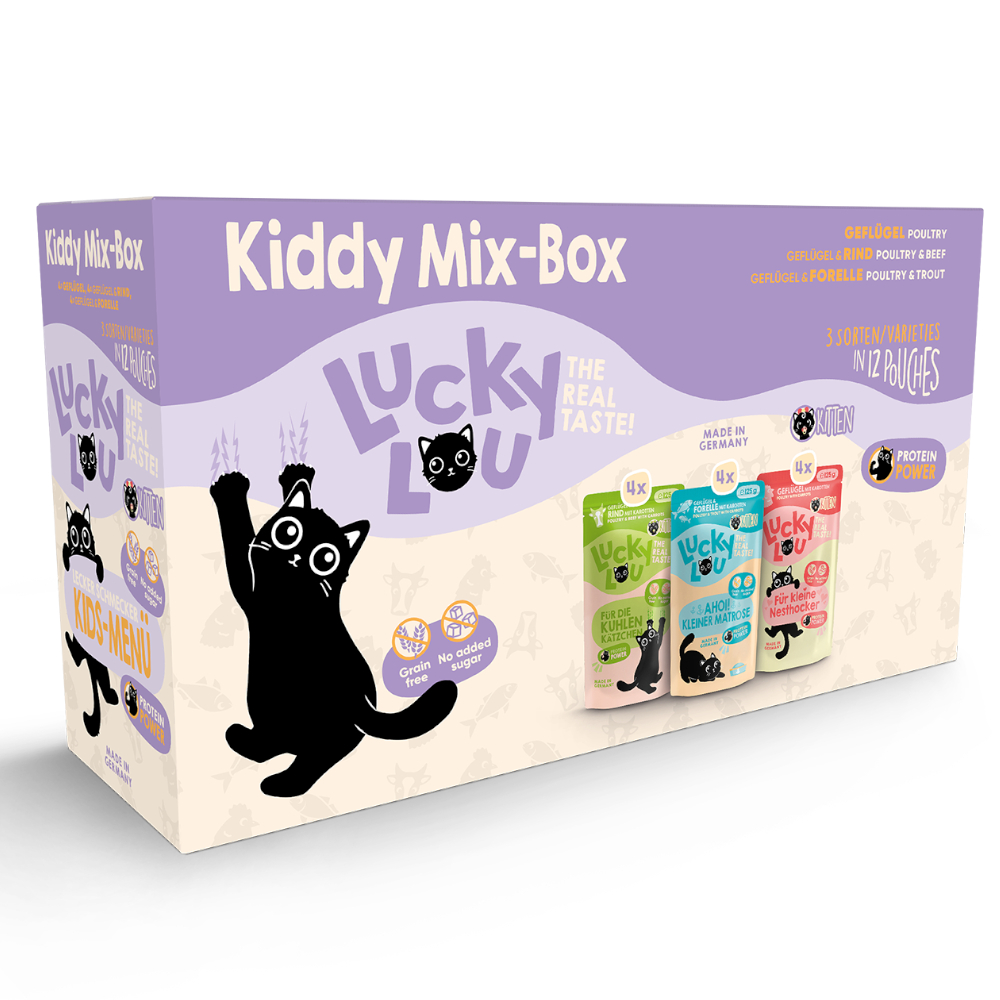 Korzystny pakiet Lucky Lou Kitten, 48 x 125 g - Pakiet mieszany (3 smaki)