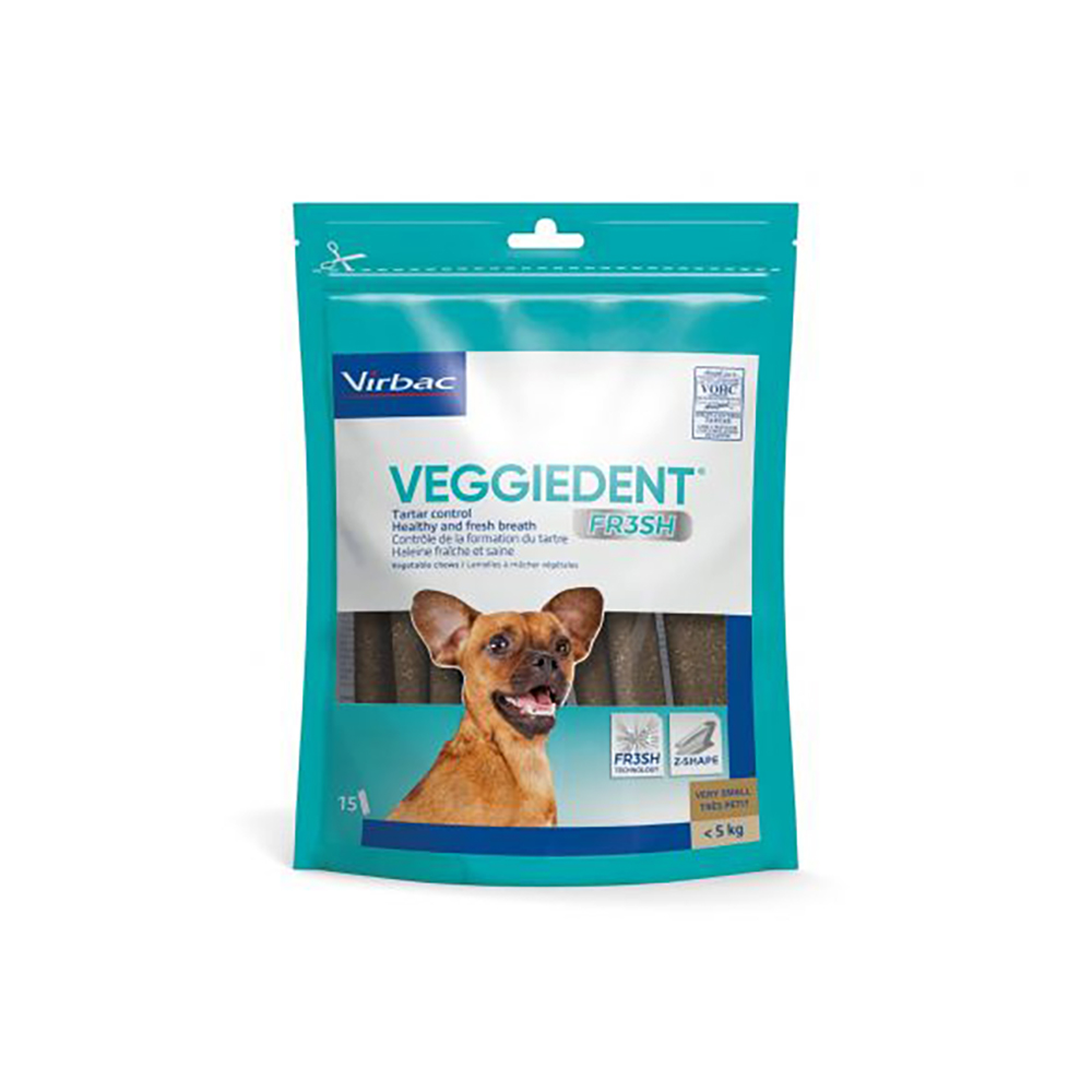 Virbac VEGGIEDENT Fresh dla psów - 15 x 9 g XS dla bardzo małych psów (< 5 kg)