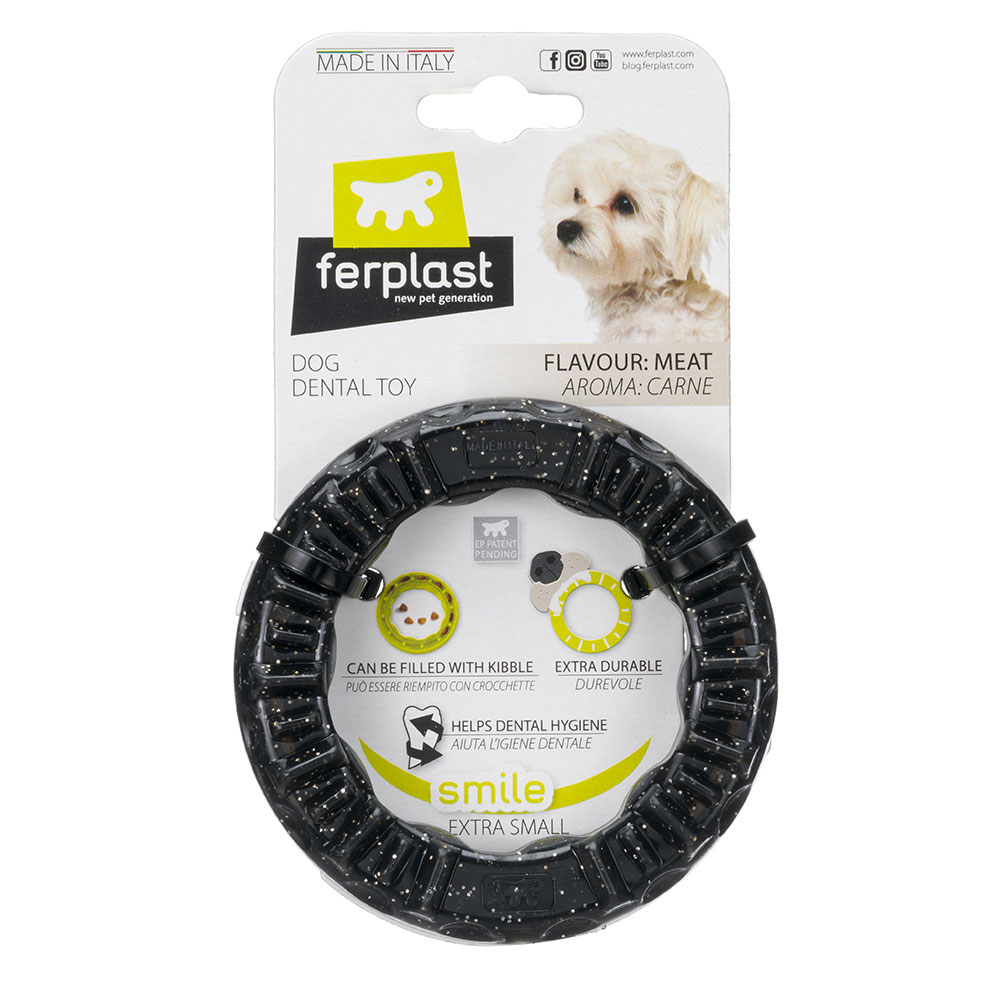 Ferplast Smile gryzak, czarny - Rozmiar XS - Ø  x wys.: 8,5 x  1,7 cm