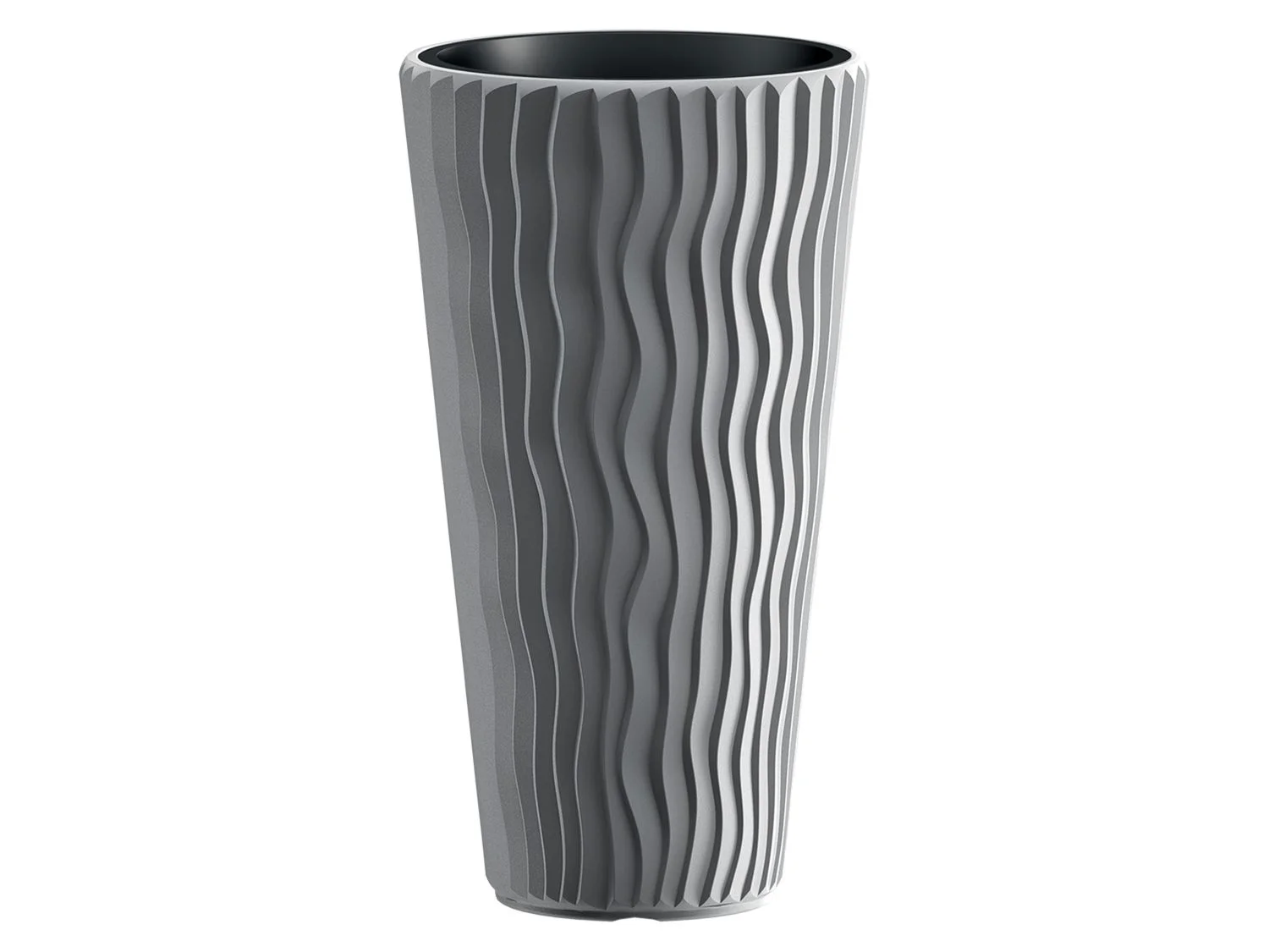 Prosperplast Donica Sandy Slim, z wyjmowanym wkładem, w optyce pionowych fal (Szary, 30 x 53 x 30 cm (szer. x wys. x gł.))