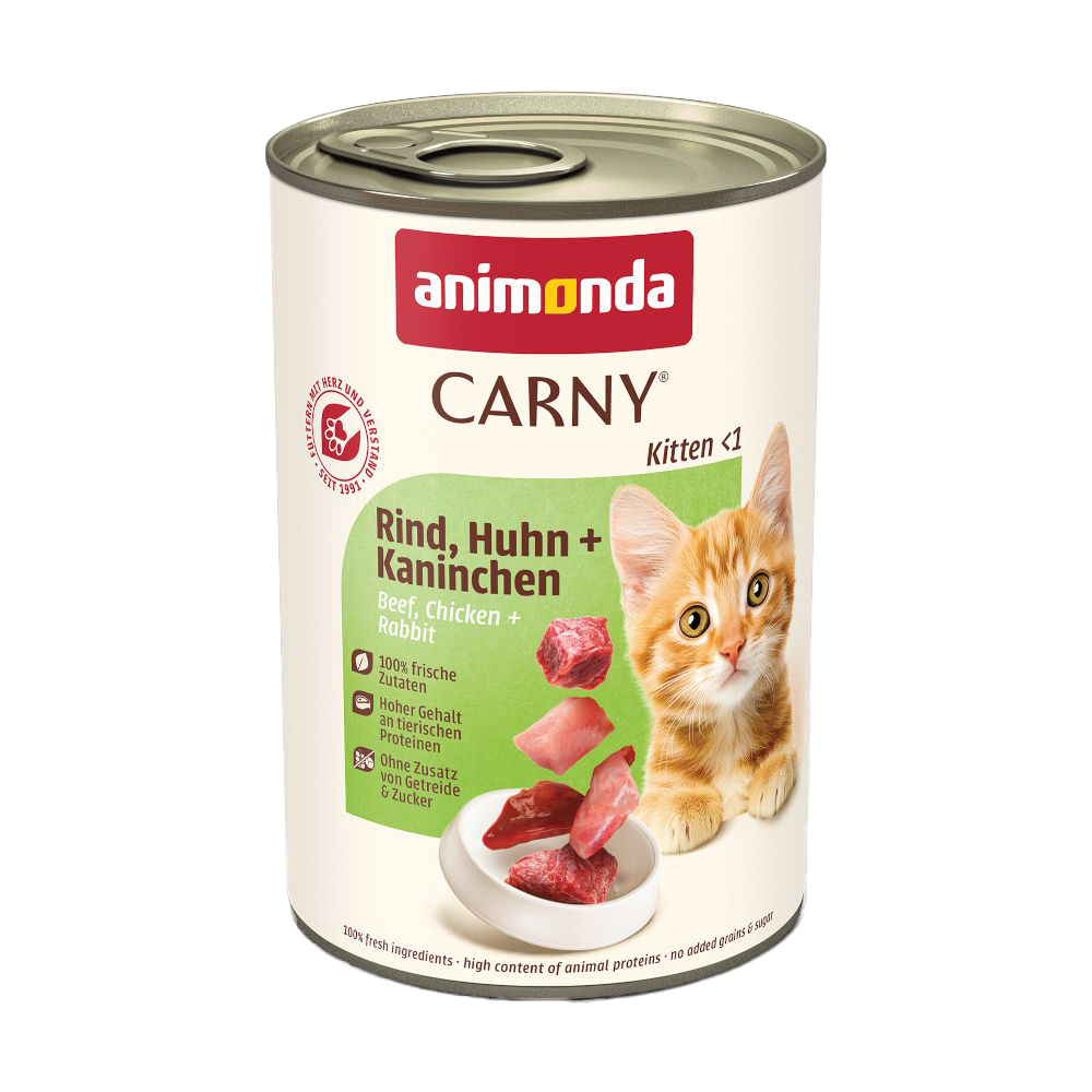 Megapakiet animonda Carny Kitten, 24 x 400 g - Wołowina, kurczak i królik