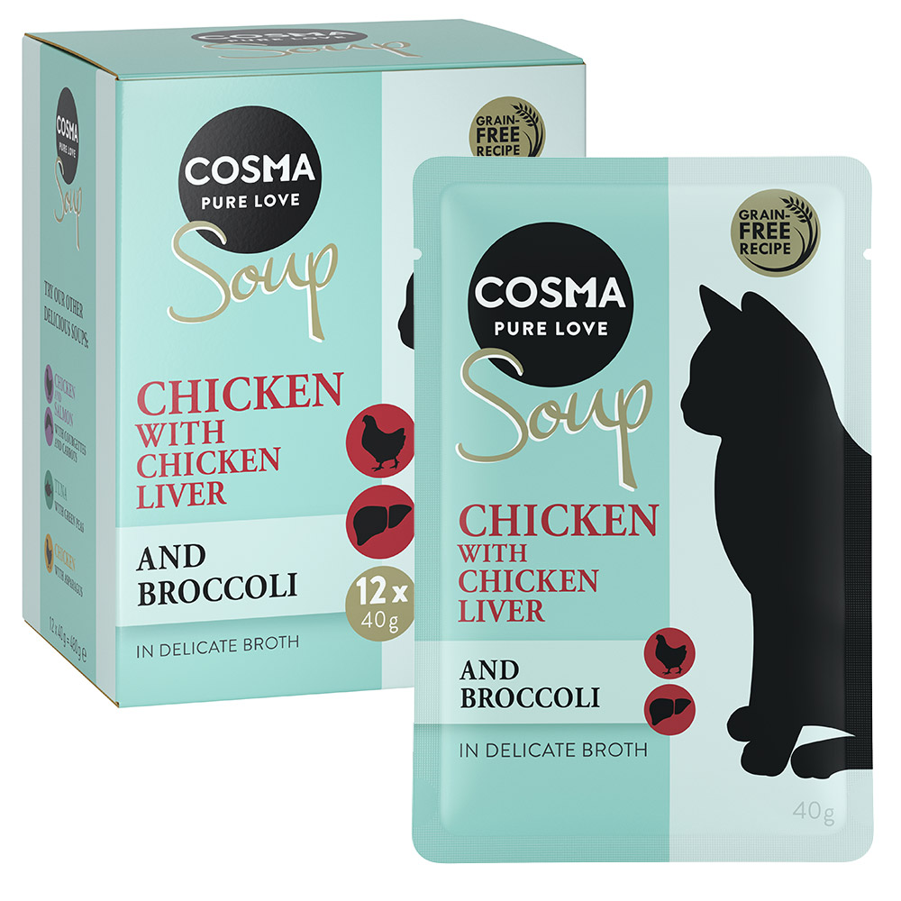 Megapakiet Cosma Soup, 48 x 40 g  - Pierś z kurczaka z wątrobą drobiową i brokułem