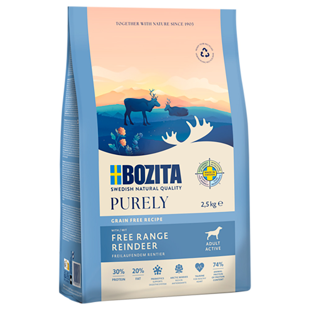 Bozita Dog Purely Adult Active Grain Free, renifer - 2 x 11 kg