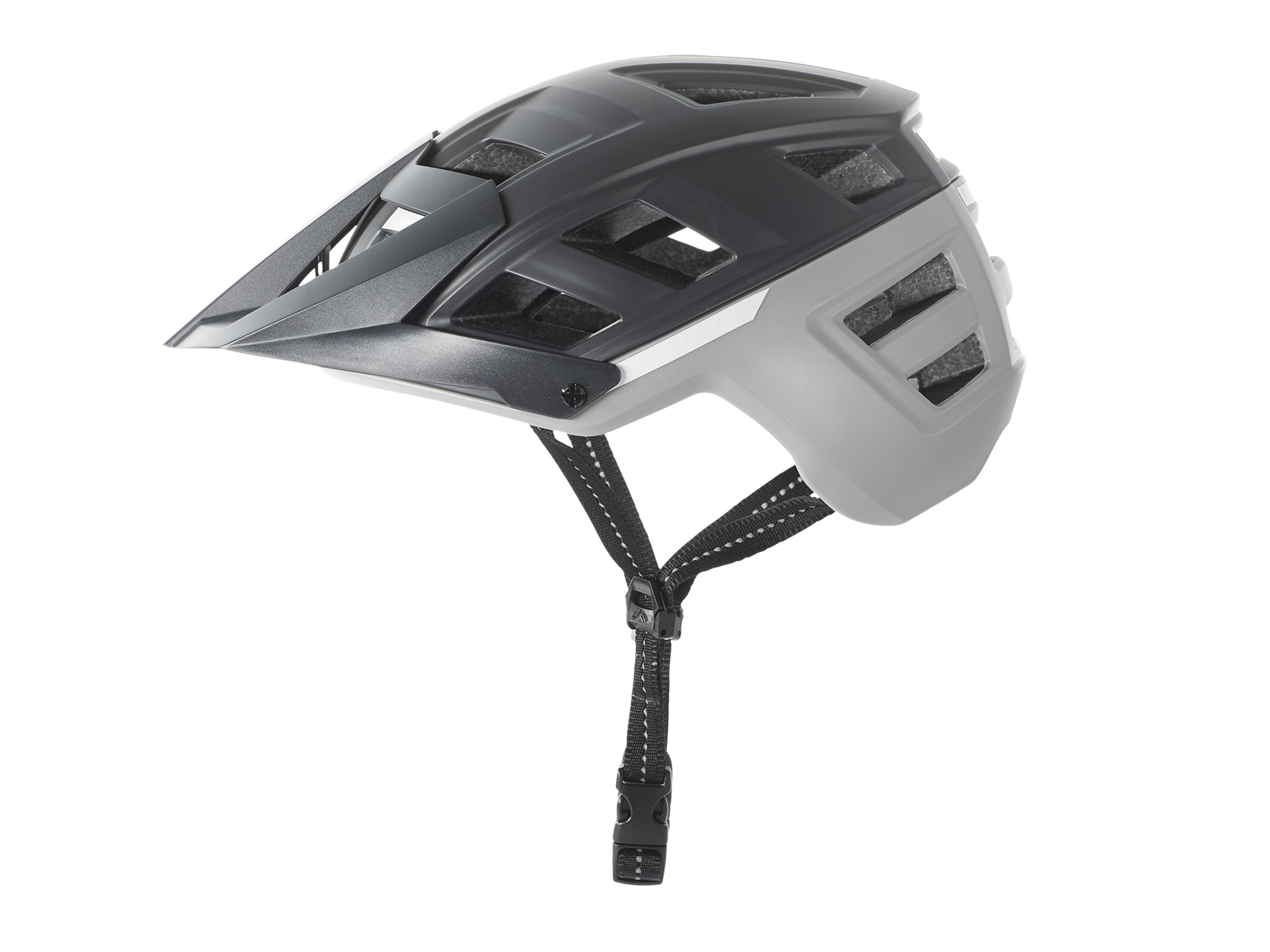 CRIVIT Kask rowerowy MTB damski/męski, ze zdejmowanym wizjerem (Czarny/ szary, Roz. S/M)