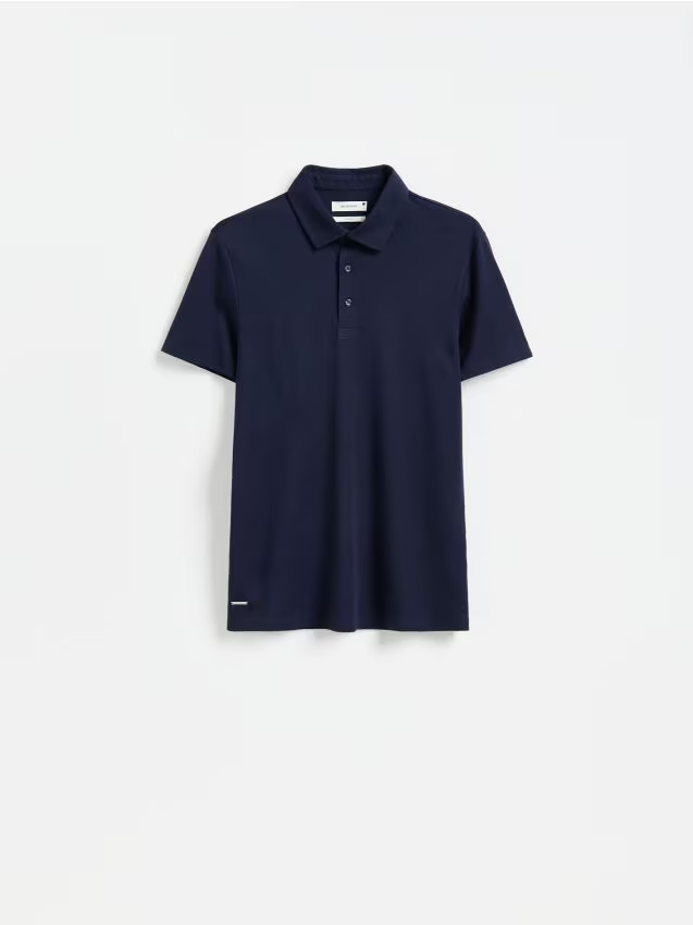 Reserved - Koszulka polo slim z wiskozą - granatowy