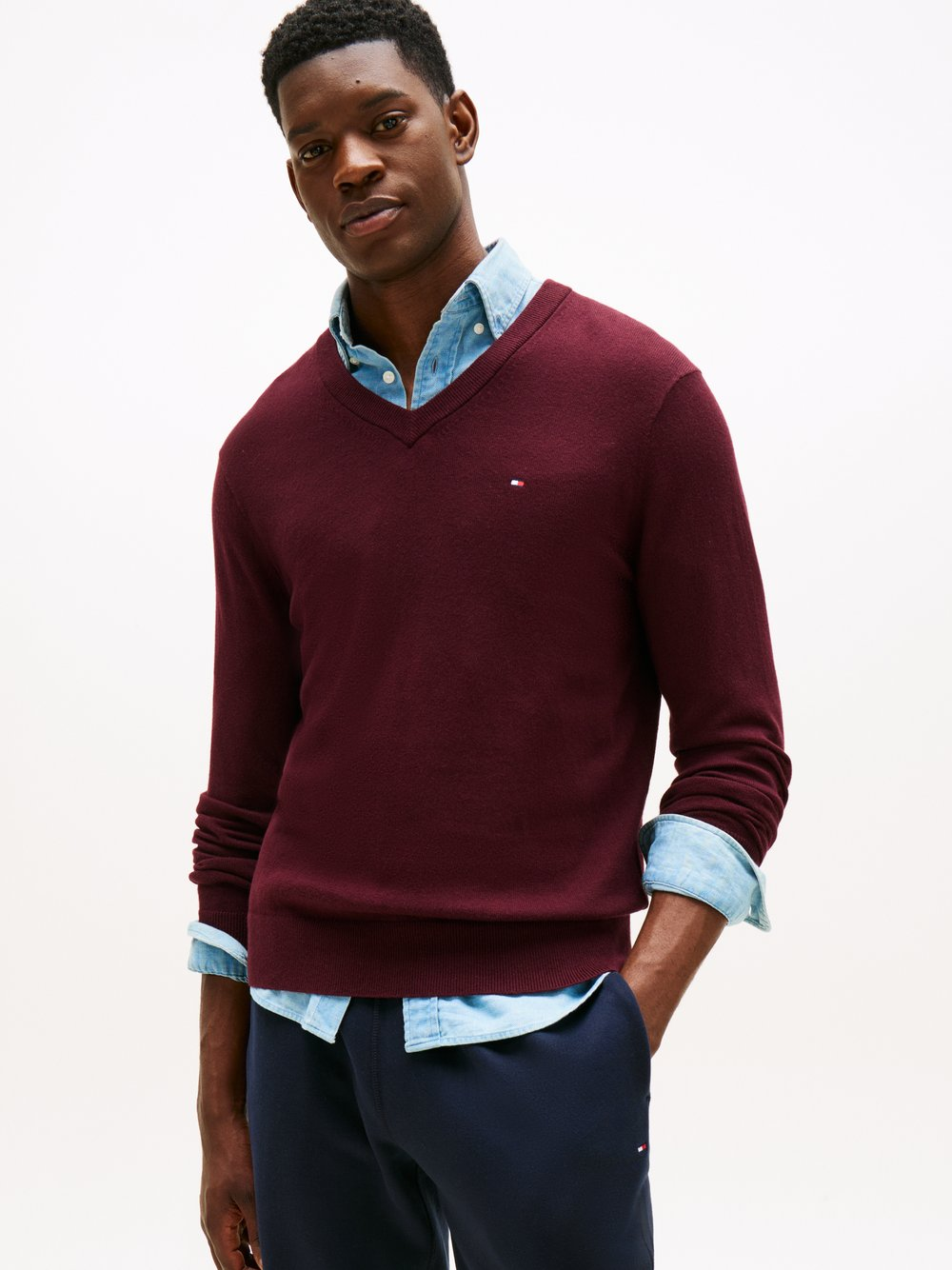 Tommy Hilfiger Sweter z dodatkiem kaszmiru Mężczyźni Bawełna czerwony, M