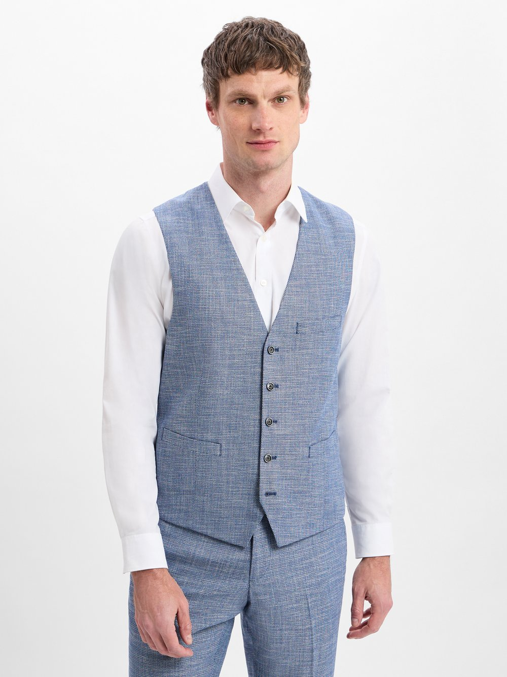 Finshley & Harding Męska kamizelka modułowa - Max Mężczyźni Modern Fit wiskoza niebieski, 52
