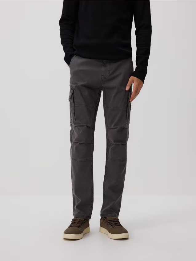 Reserved - Spodnie cargo slim fit - ciemnoszary