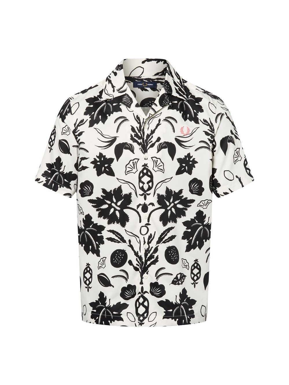 Fred Perry Męska koszulka z krótkim rękawem Mężczyźni Regular Fit Bawełna biały|czarny, M