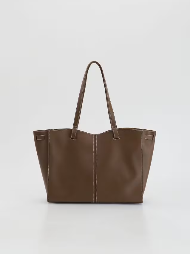 Reserved - Torebka shopper - beżowy