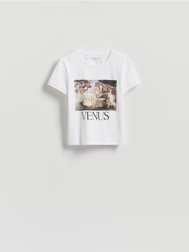Reserved - T-shirt z nadrukiem - biały