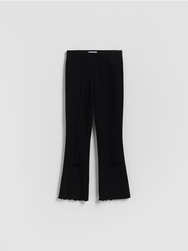 Reserved - Ocieplane legginsy flare z kokardkami - czarny