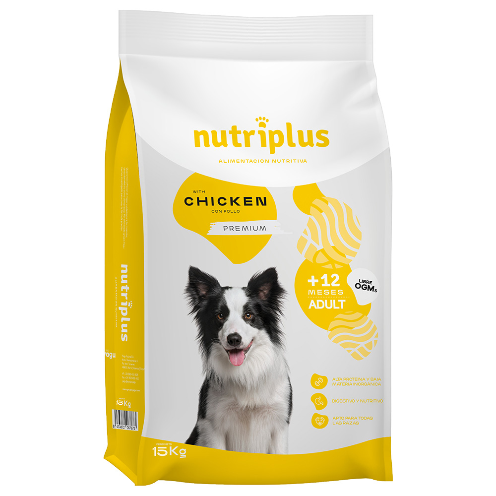 5% taniej! Nutriplus Adult Dog, karma sucha, 3 kg / 15 kg - Adult Dog, z kurczakiem, 15 kg