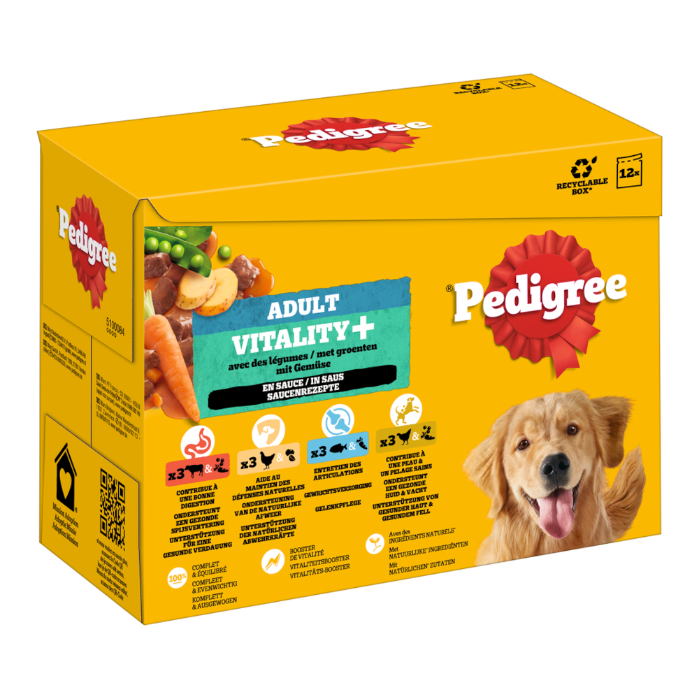 Pedigree Adult saszetki dla psów Vitality+ w sosie - 48 x 85 g (4 smaki)
