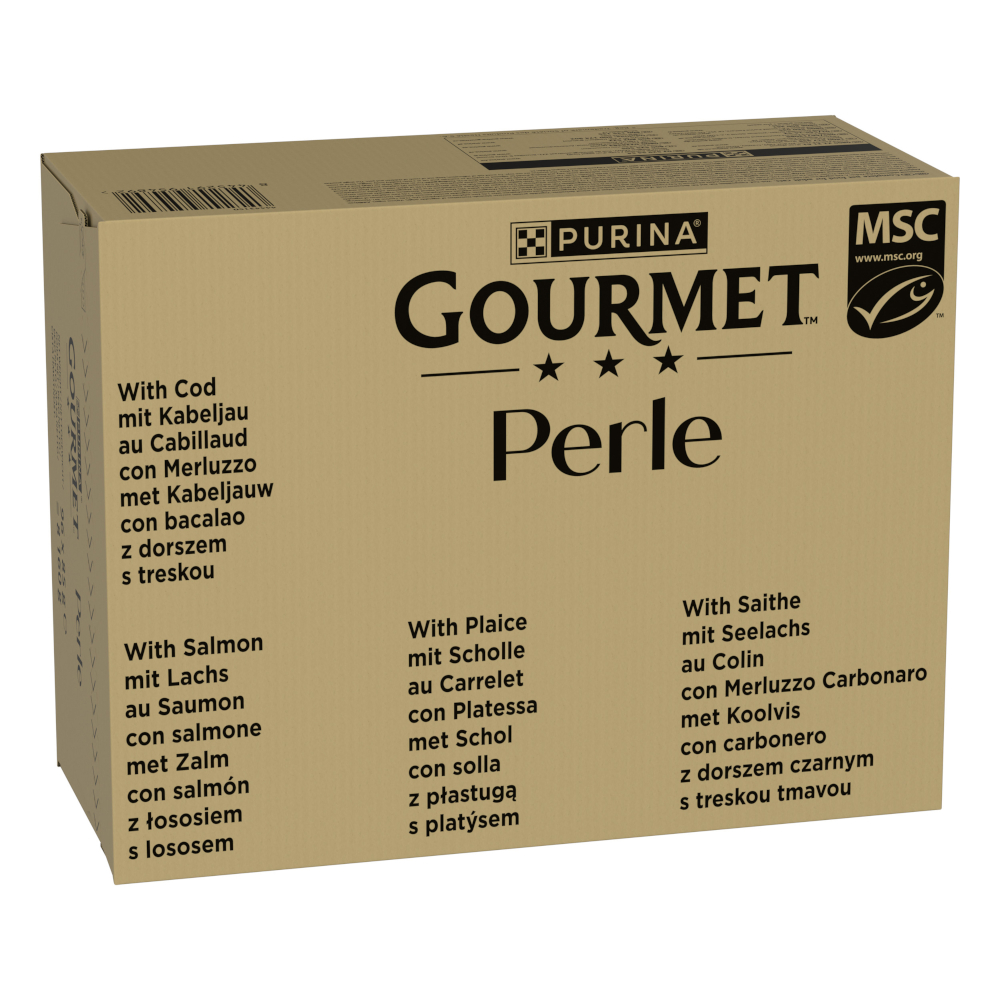 Megapakiet Gourmet Perle, 96 x 85 g - Delikatne kawałki z oceanu w sosie (4 smaki)