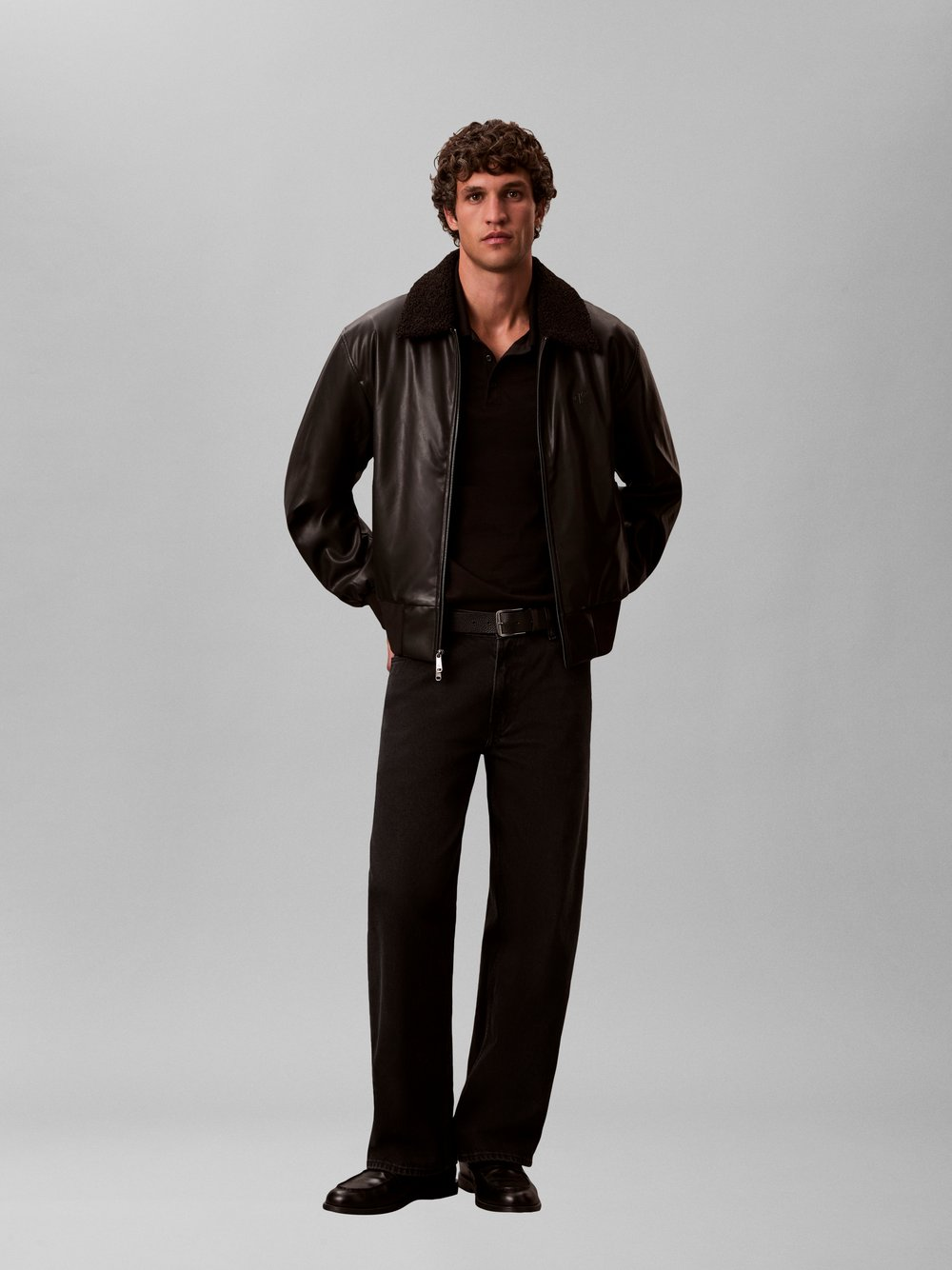 Calvin Klein Jeans Męska kurtka lotnicza Mężczyźni Sztuczna skóra czarny, XL