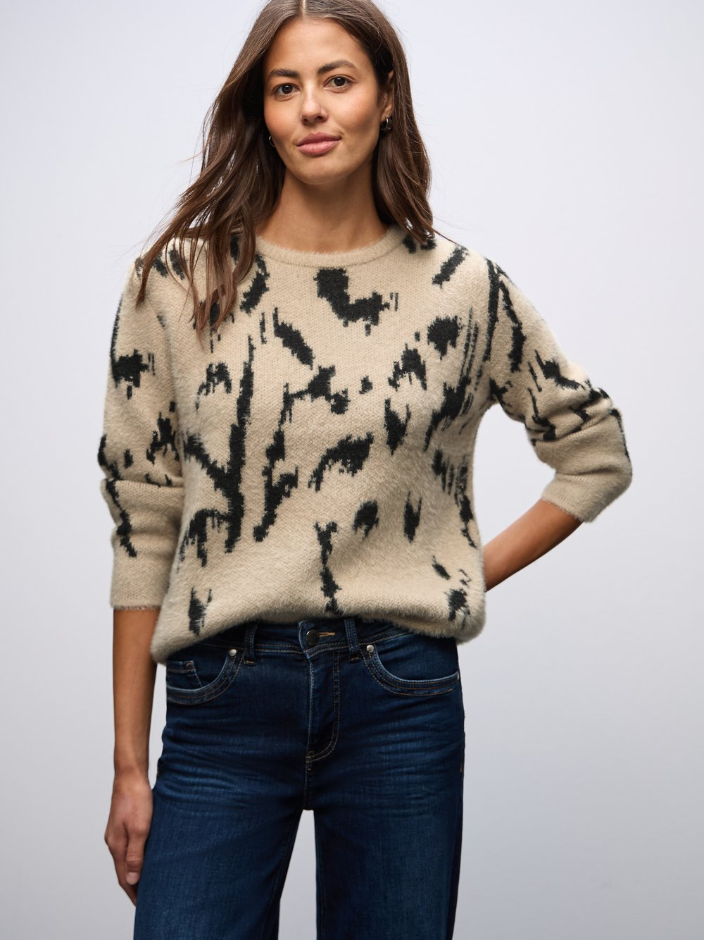 Street One Sweter damski z dzianiny Kobiety beżowy, 46