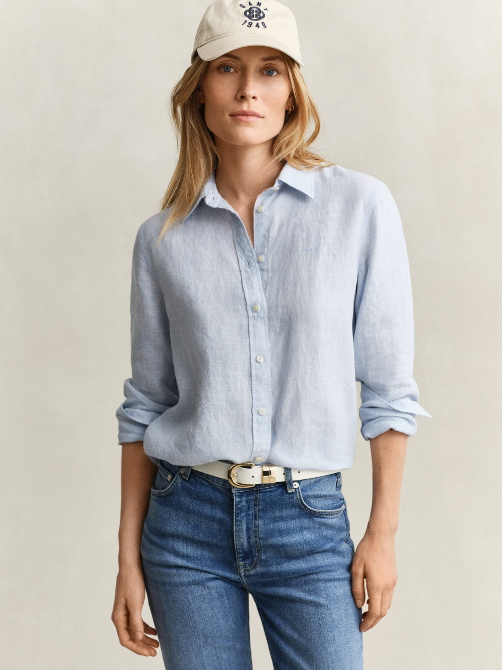Gant Lniana bluzka damska Kobiety len (100%) niebieski, 36