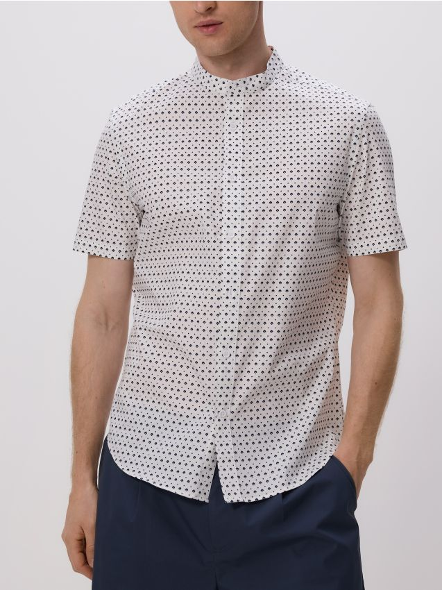 Reserved - Koszula slim fit ze stójką - biały