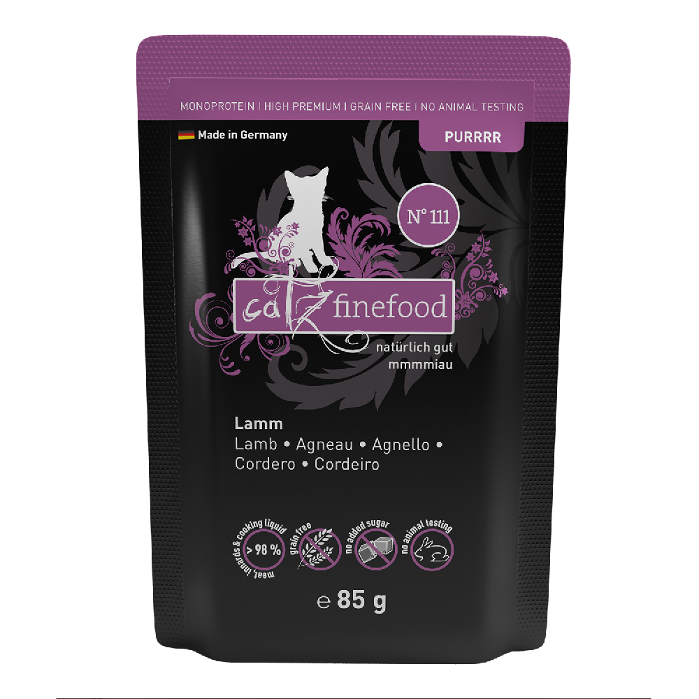 Korzystny pakiet catz finefood Purrrr w saszetkach, 16 x 85 g - No. 111, jagnięcina