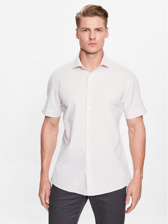Lindbergh Koszula 30-203431 Beżowy Slim Fit