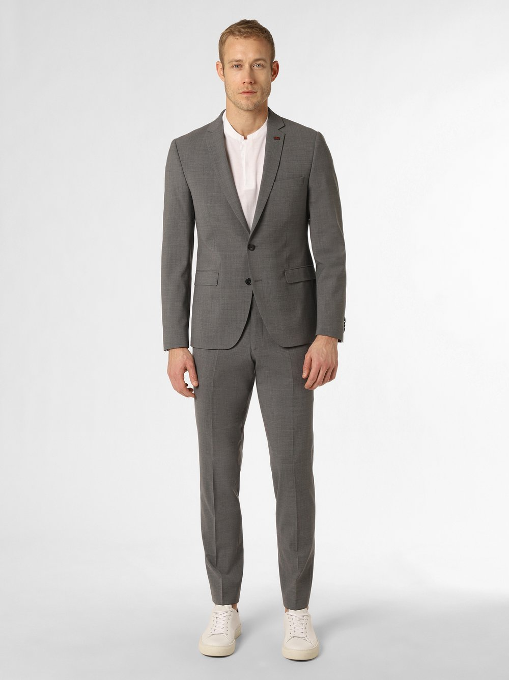 Finshley & Harding London Męski garnitur Mężczyźni Slim Fit szary, 50