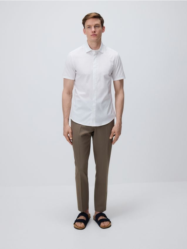Reserved - Bawełniana koszula super slim fit - biały