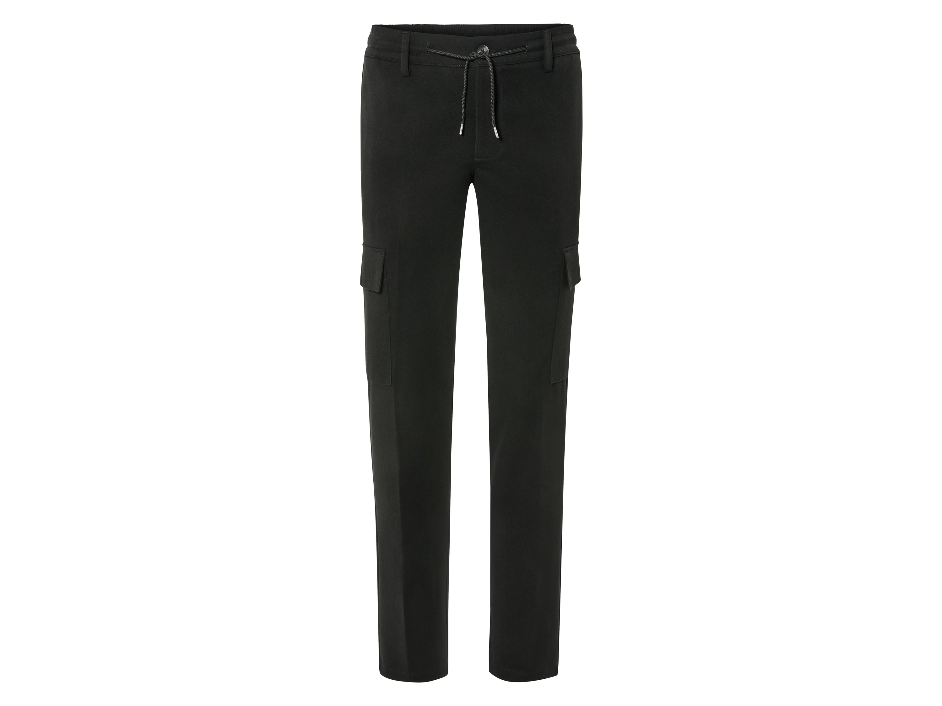 LIVERGY® Spodnie cargo męskie z flaneli (M(48/50), Czarny)