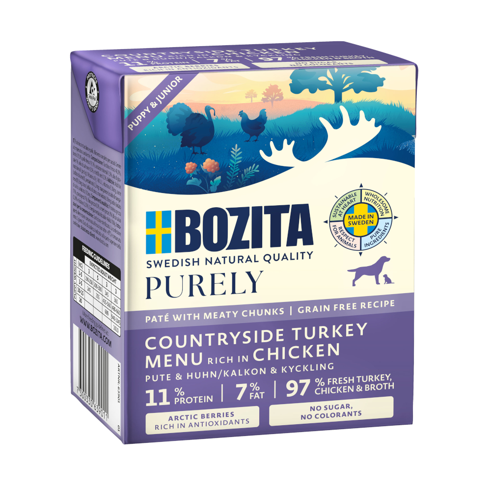 Korzystny pakiet Bozita Purely Paté 12 x 370 g - Puppy & Junior Indyk