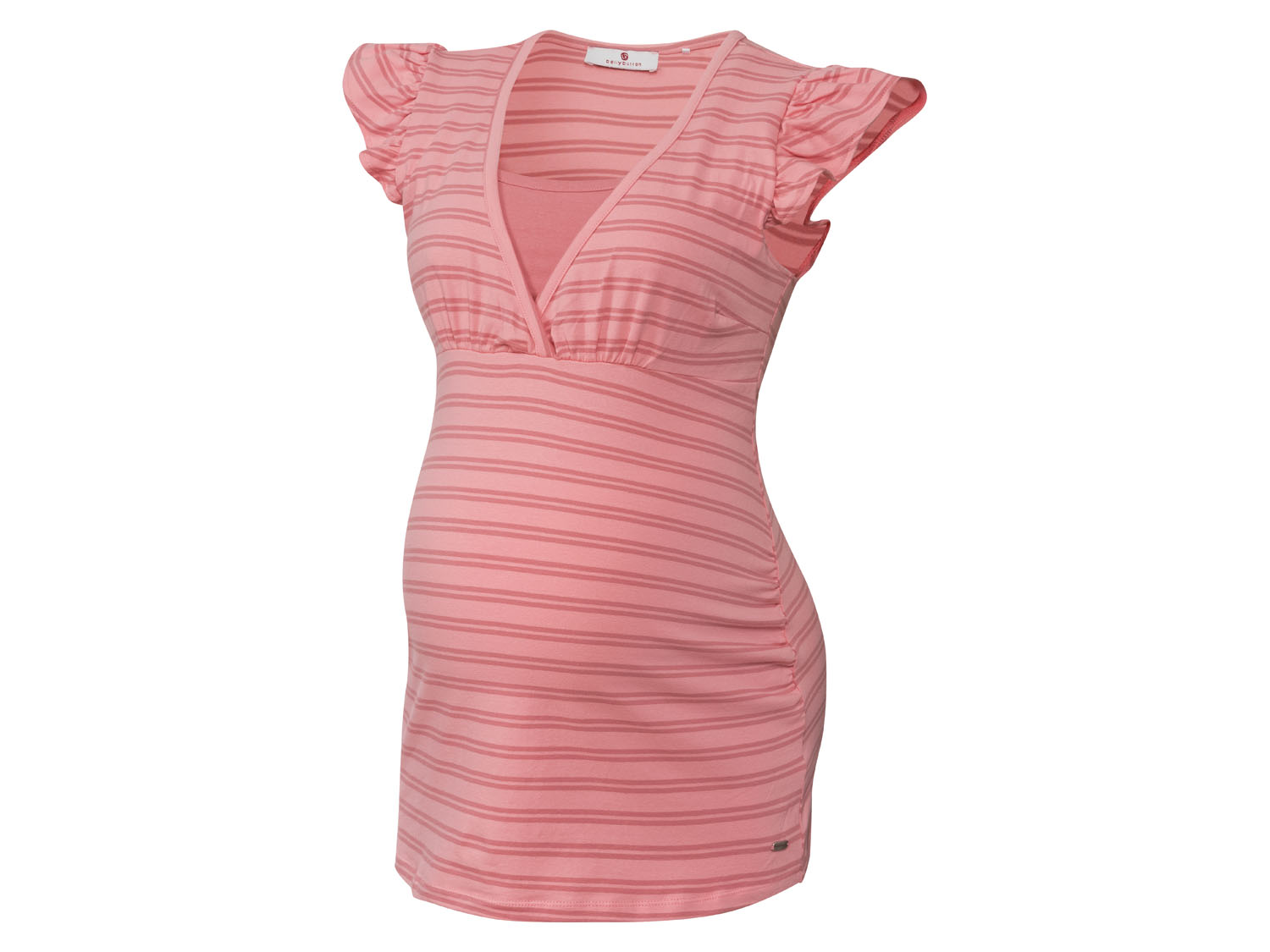 bellybutton T-shirt/ top ciążowy i do karmienia damski, z bawełny (W paski/ koralowy/ różowy, 40)