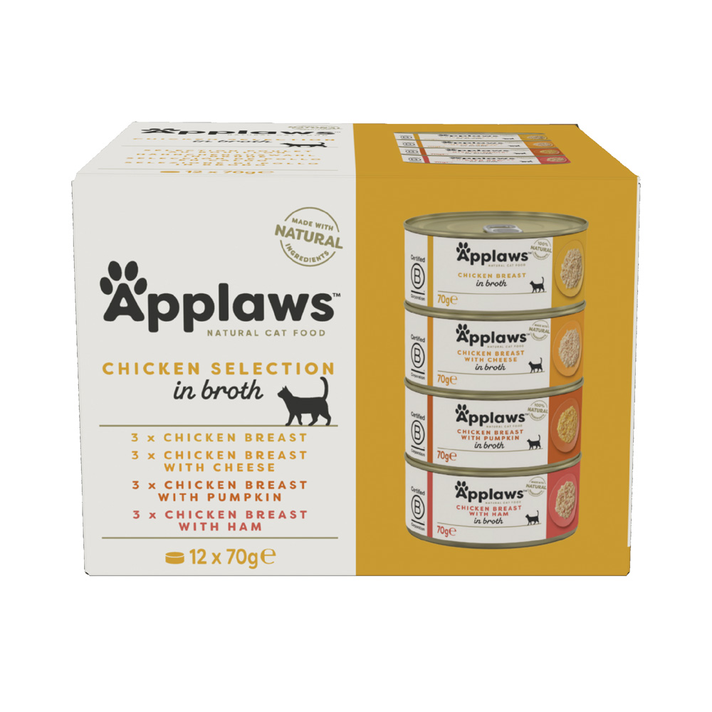 Mieszany pakiet próbny Applaws w puszkach, 12 x 70 g - Wybór drobiowy